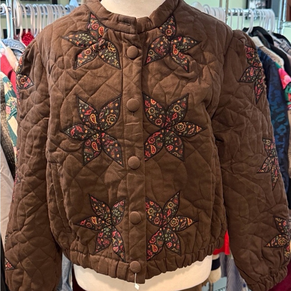 NWT Brown Quilted Boho Jacket - Picture 3 of 4